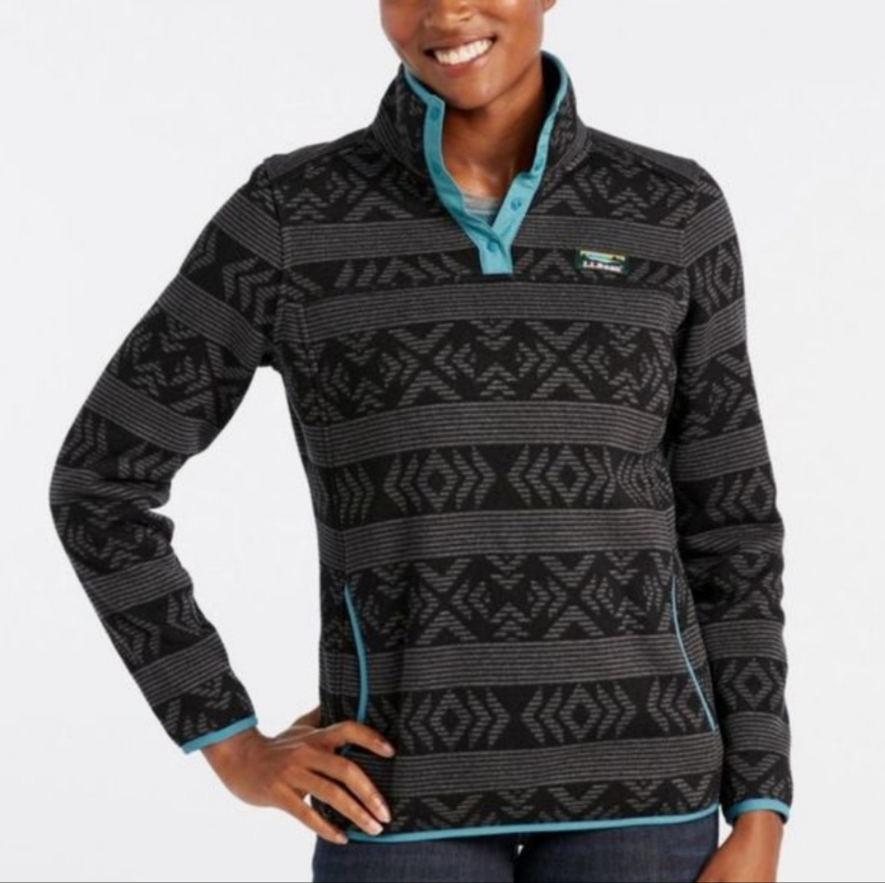 L.L.Bean Sweater Fleece Pullover, Print Size Small